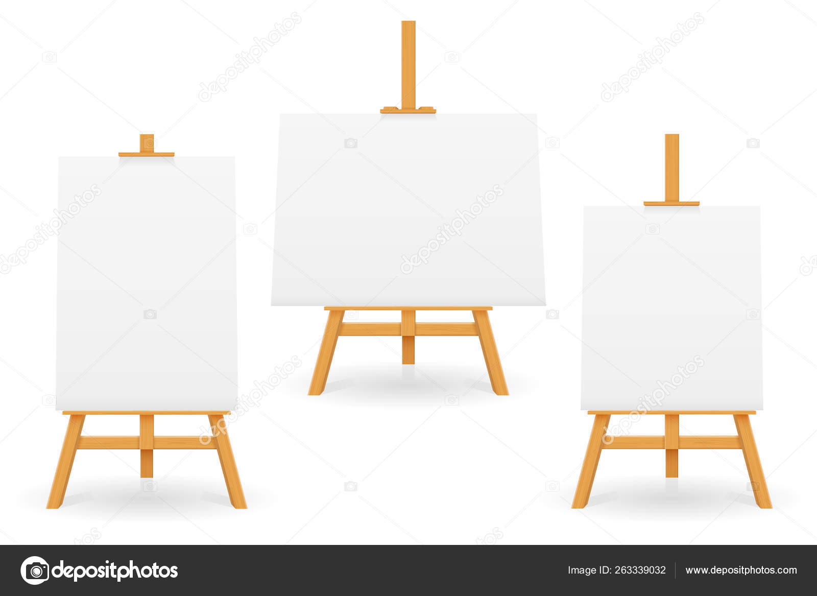 Wooden easel for painting and drawing with a blank sheet of pape